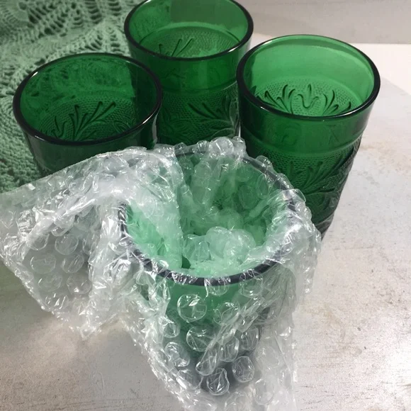 Vintage Anchor Hocking juice depression glass green “Sandwich “pattern - Picture 7 of 10